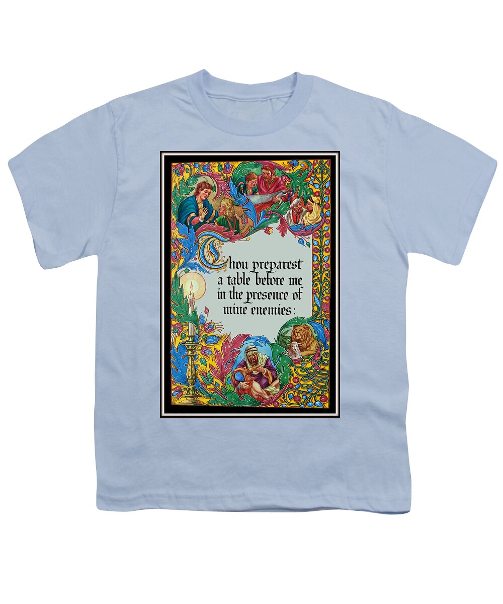 Verses Youth T-Shirt featuring the photograph Psalms 23-5A by Tikvah's Hope