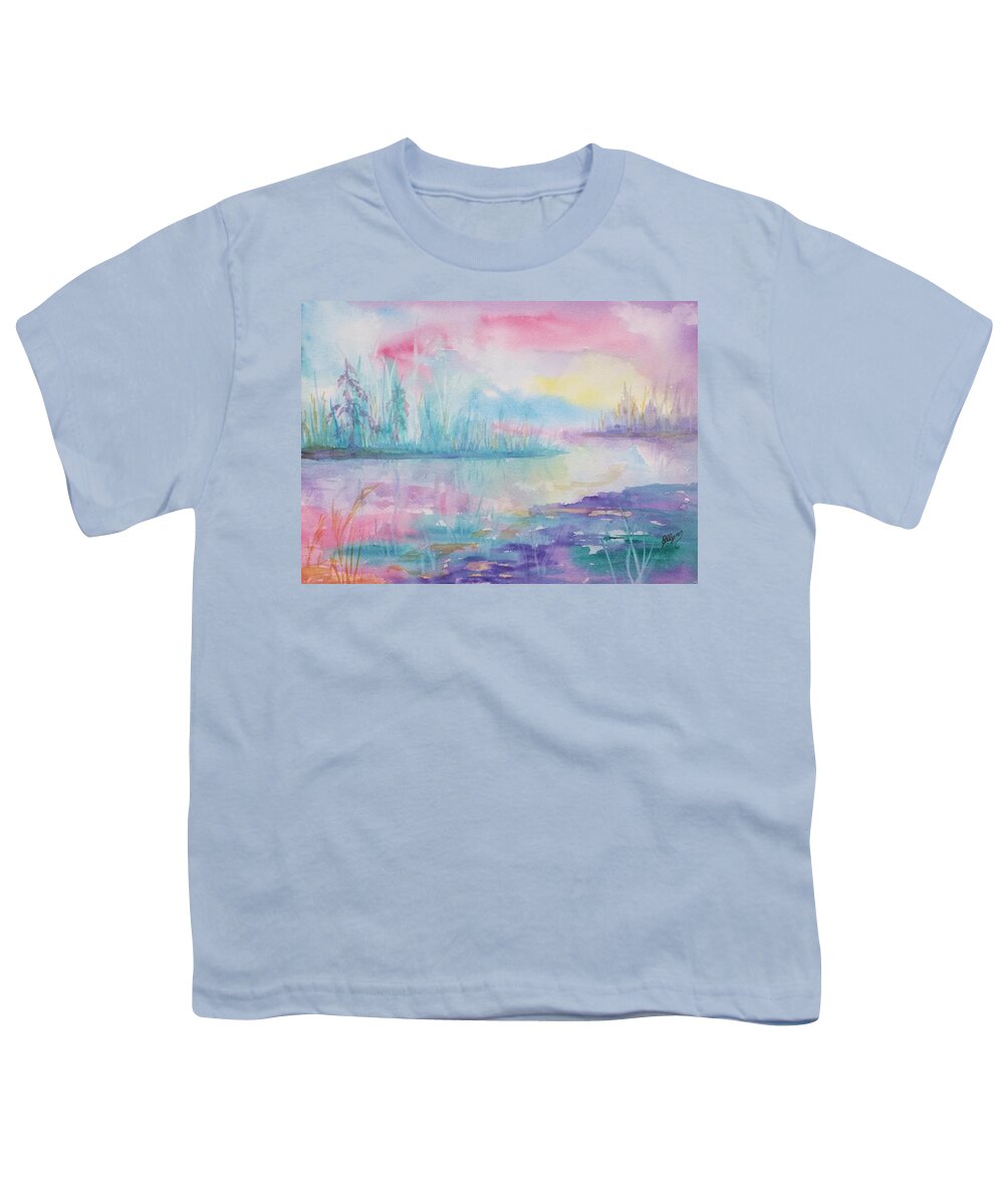 Sunrise Youth T-Shirt featuring the painting Rainbow Dawn by Ellen Levinson
