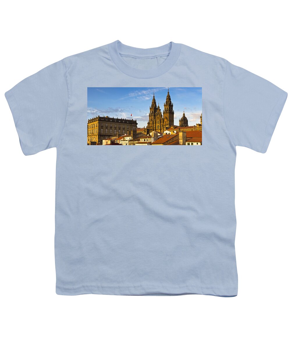 Panorama Youth T-Shirt featuring the photograph Santiago de Compostela Cathedral Galicia Spain by Pablo Avanzini