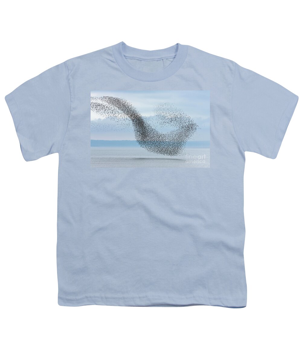 00536667 Youth T-Shirt featuring the photograph Semipalmated Sandpipers Flying Over Bay by Yva Momatiuk and John Eastcott
