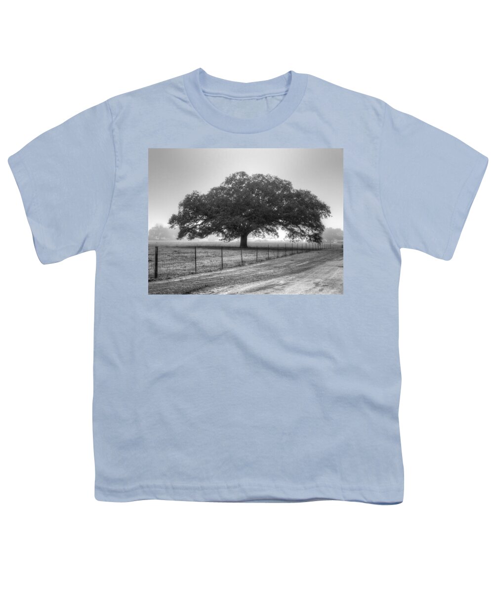 Spanish Oak Youth T-Shirt featuring the photograph Spanish Oak Black and White by Lanita Williams