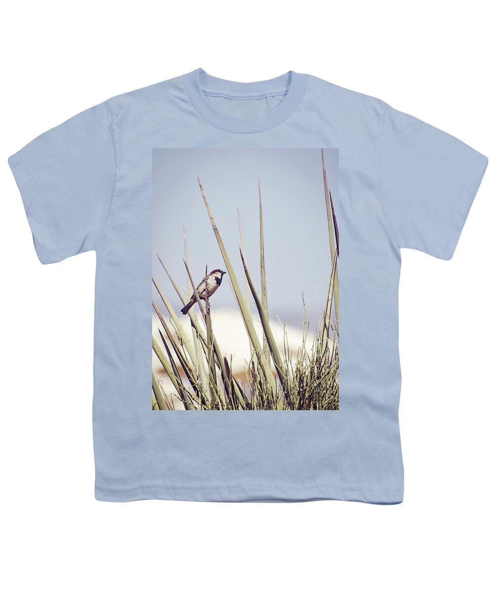 House Sparrow Youth T-Shirt featuring the photograph Sparrow on the Yucca by Heather Applegate