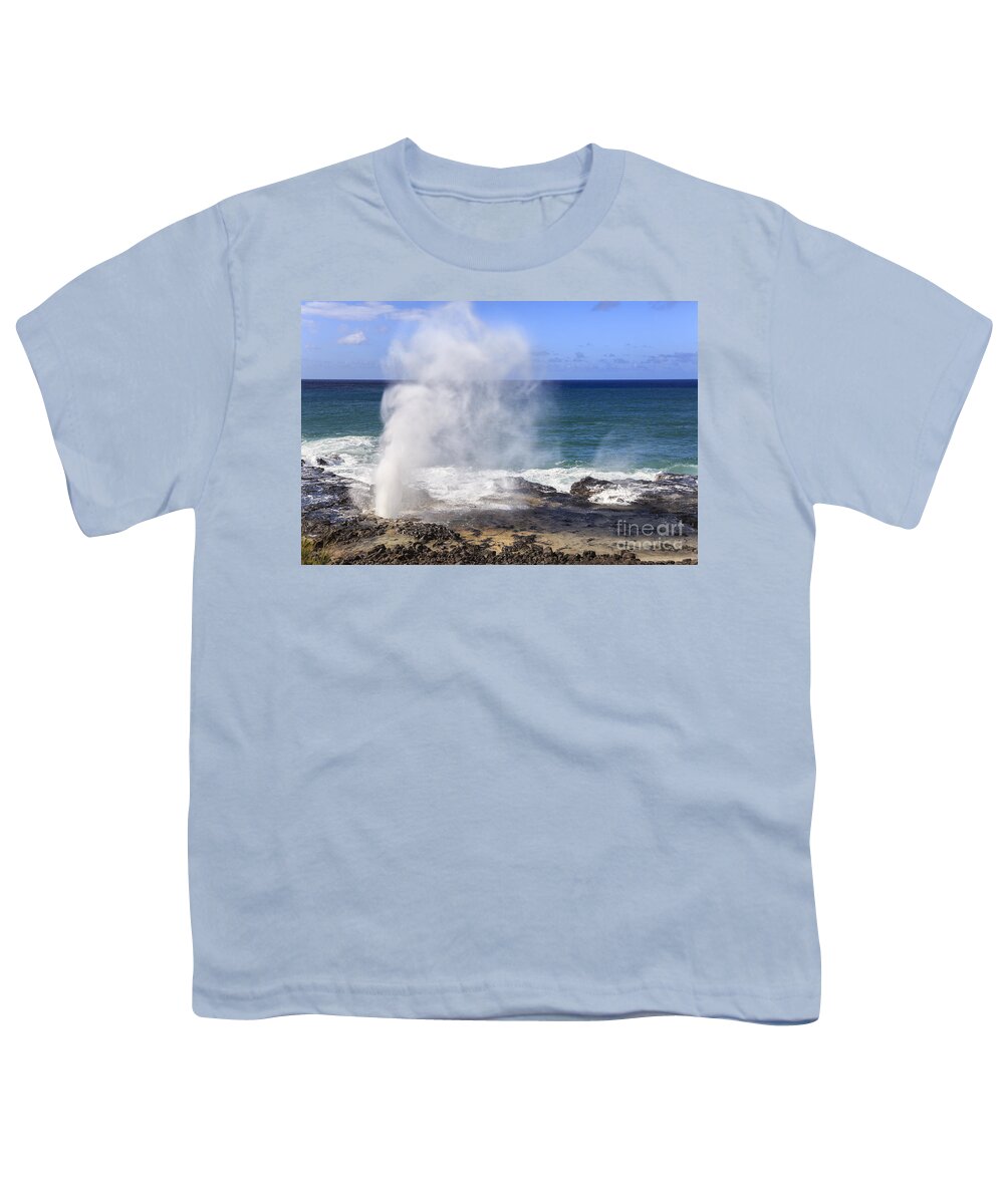 Hawaii Youth T-Shirt featuring the photograph Spouting Horn blow hole Kauai Hawaii by Ken Brown