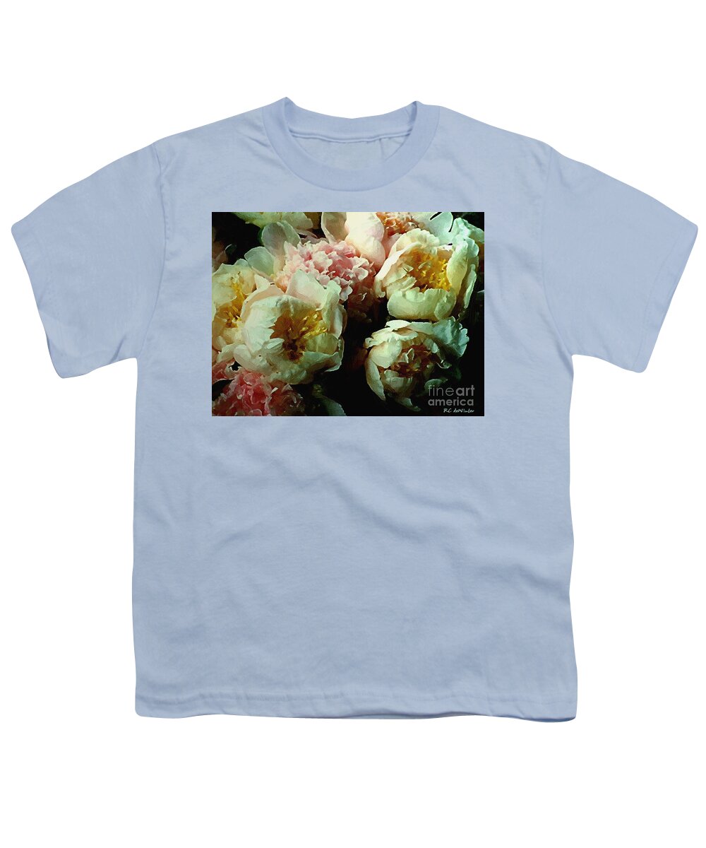 Peonies Youth T-Shirt featuring the painting Tribute to the Old Masters by RC DeWinter