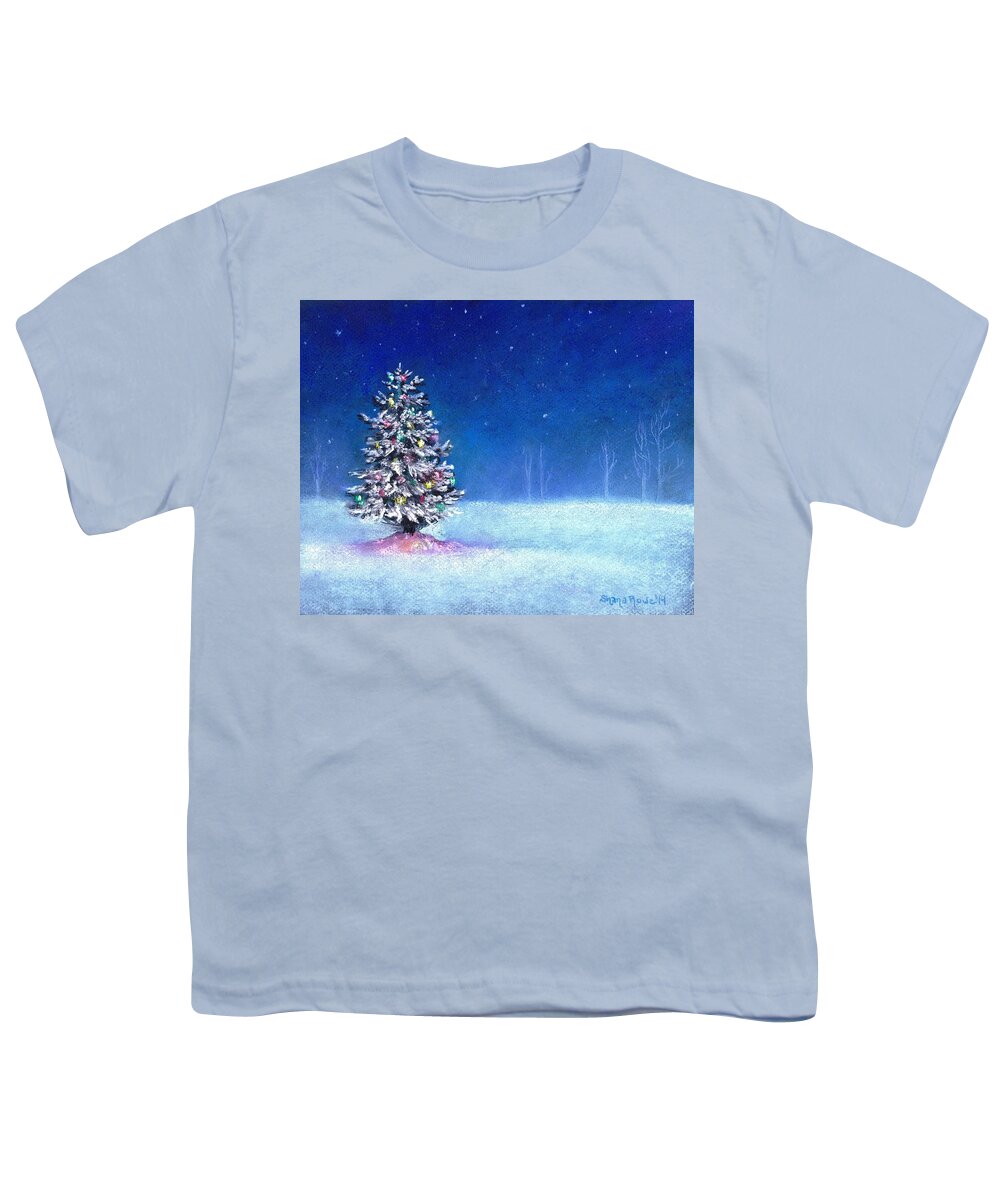 Christmas Youth T-Shirt featuring the painting Underneath December Stars by Shana Rowe Jackson