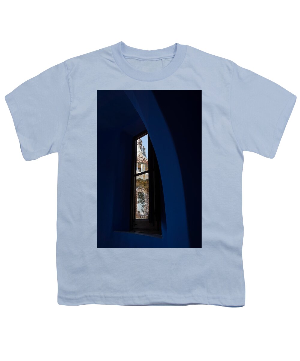 Fanciful Youth T-Shirt featuring the photograph Whimsical Fanciful Antoni Gaudi - Inside and Outside by Georgia Mizuleva