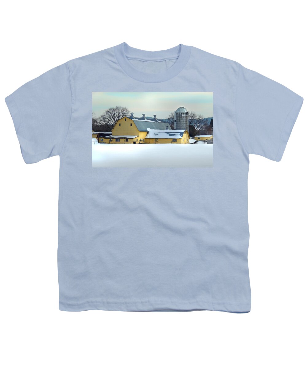 Farm Youth T-Shirt featuring the photograph Yellow Barn in Bradford Vermont by Nancy Griswold