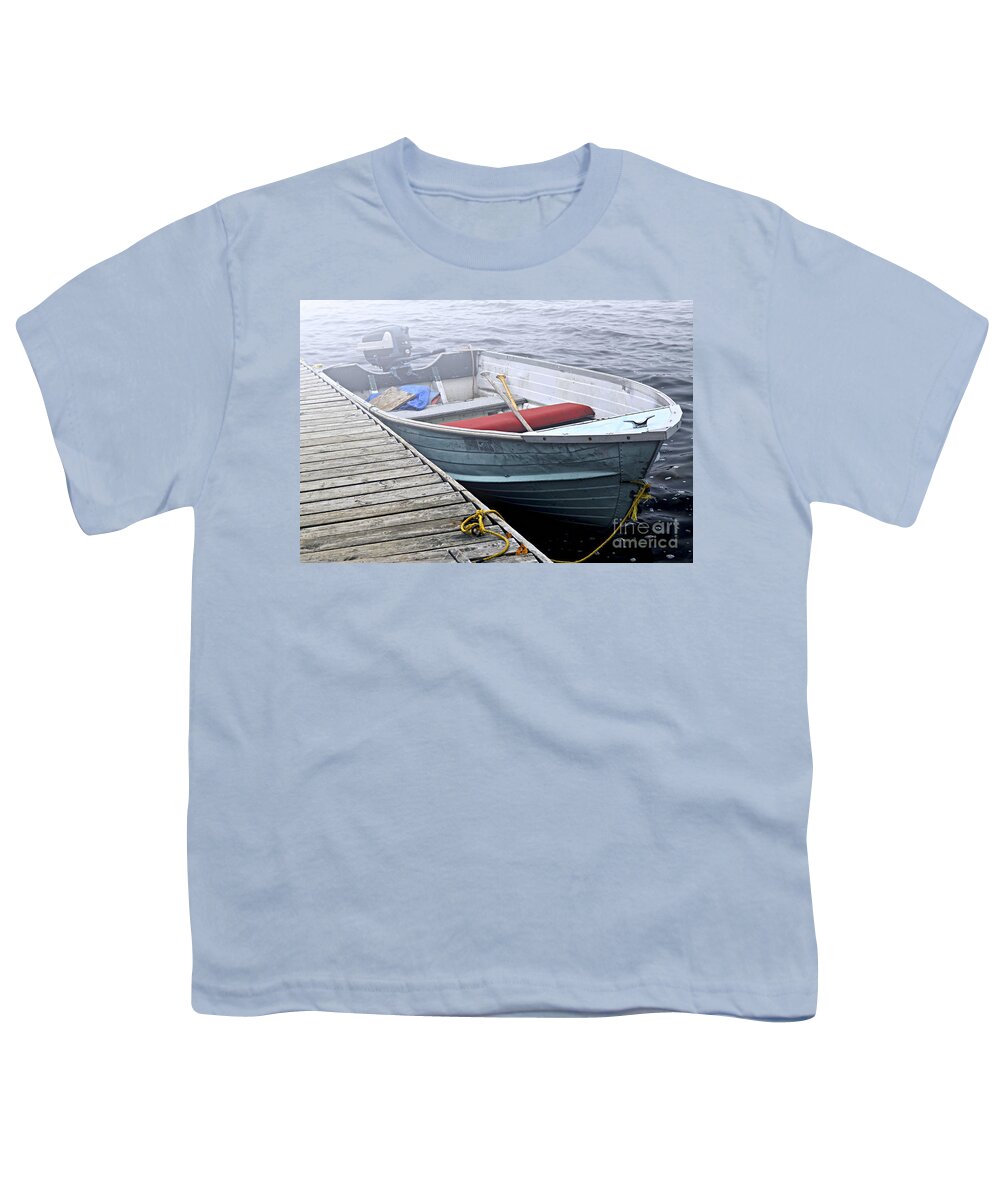 Boat Youth T-Shirt featuring the photograph Boat in fog 2 by Elena Elisseeva
