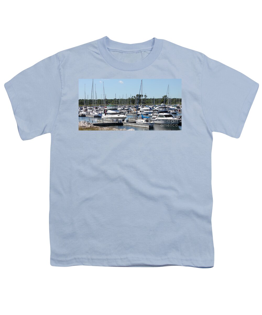 Boats Youth T-Shirt featuring the photograph Boats at Winthrop Harbor by Debbie Hart
