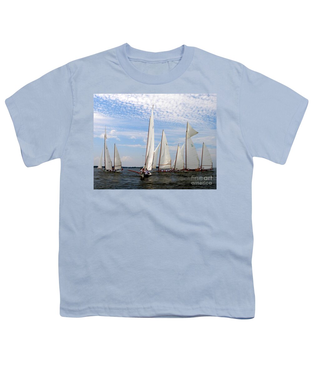 Log Canoe Youth T-Shirt featuring the photograph Log Canoes by Lainie Wrightson