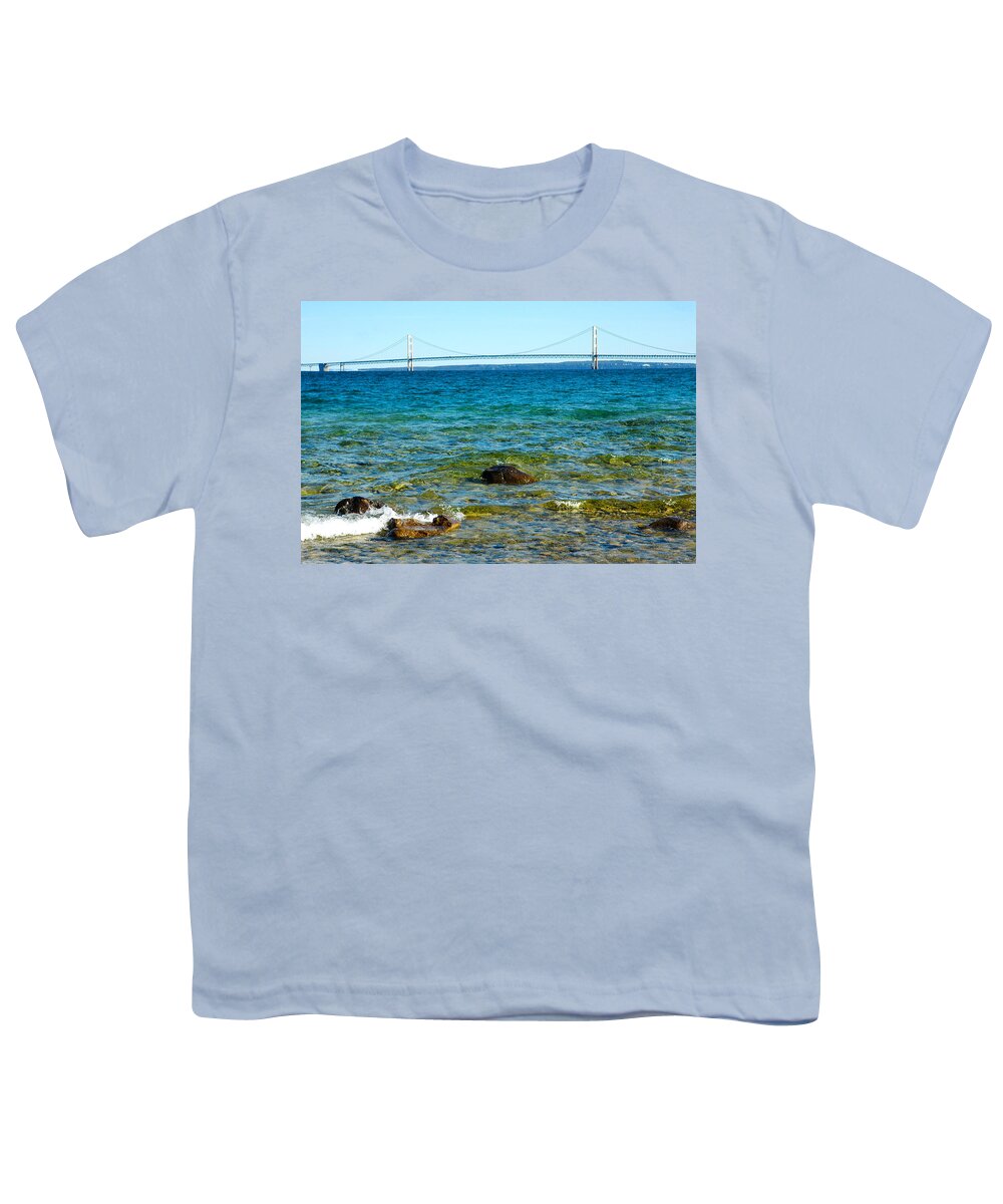 Usa Youth T-Shirt featuring the photograph Mackinac on the rocks by LeeAnn McLaneGoetz McLaneGoetzStudioLLCcom