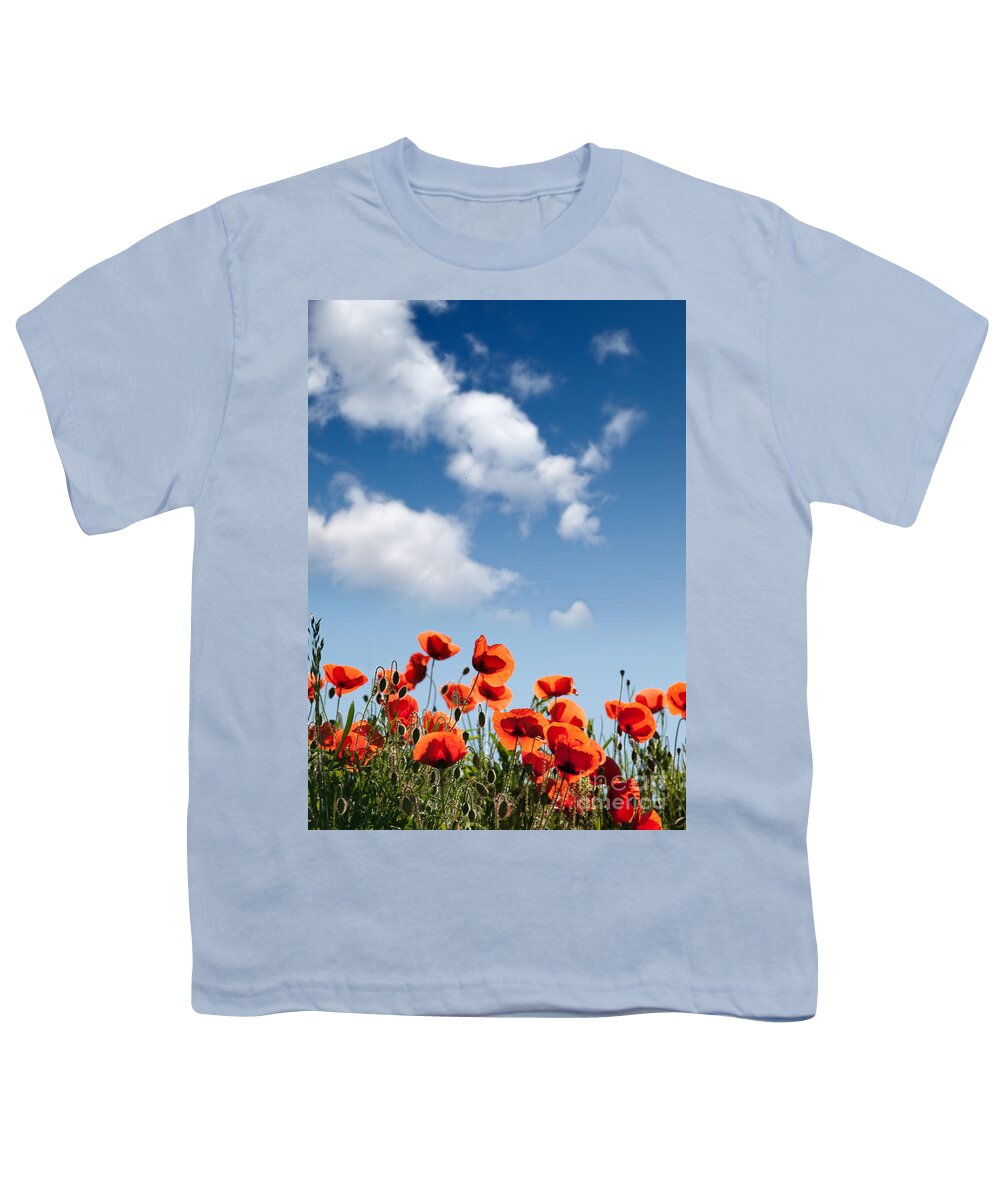 Poppy Youth T-Shirt featuring the photograph Poppy Flowers 04 by Nailia Schwarz