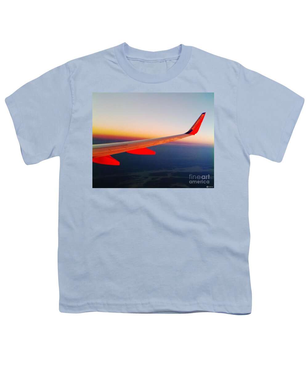 Airplane Youth T-Shirt featuring the photograph Red Winged Flight by Lizi Beard-Ward