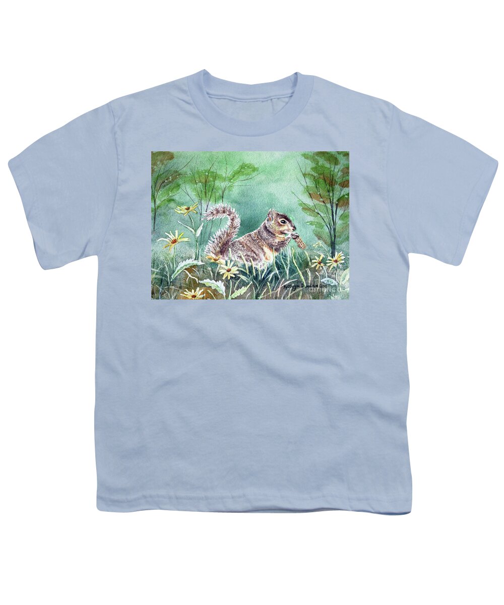 Squirrel Youth T-Shirt featuring the painting Squirrel and Peanut by Kathryn Duncan