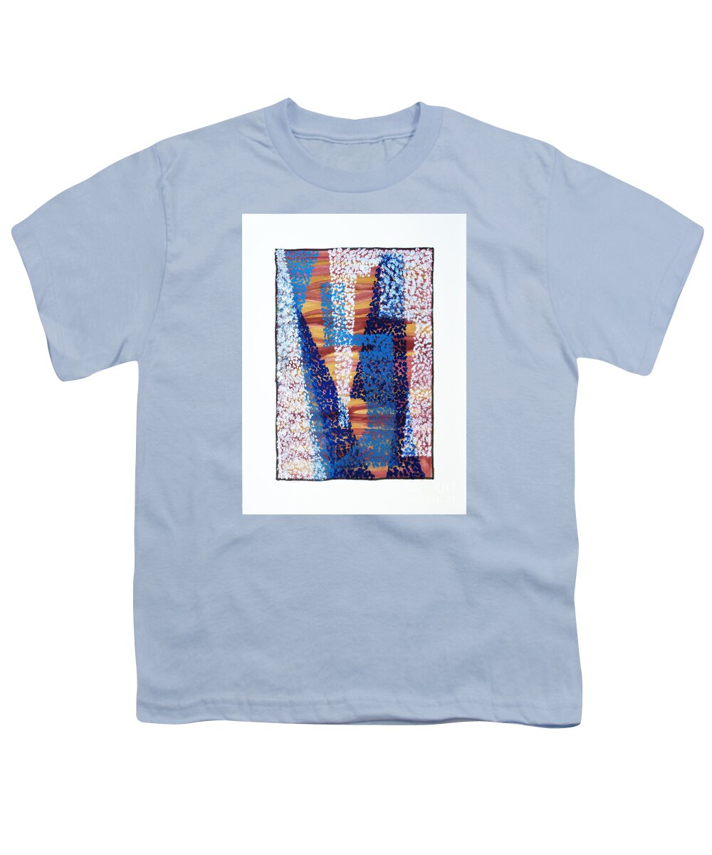 Abstract Youth T-Shirt featuring the painting 01325 Blue Too by AnneKarin Glass