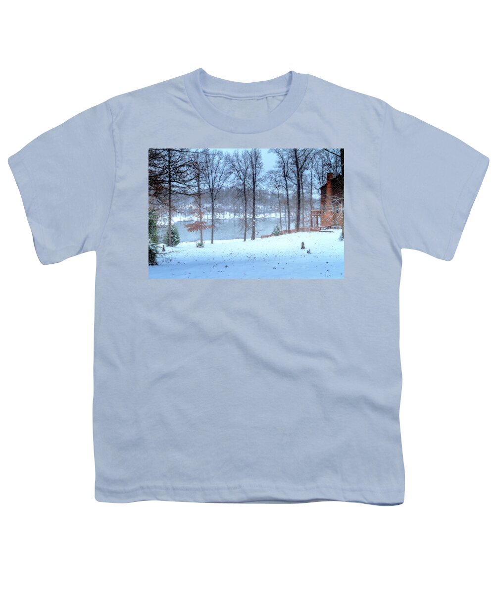 Falling Snow Youth T-Shirt featuring the photograph Falling Snow - Winter Landscape #2 by Barry Jones