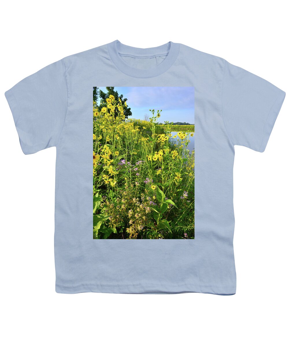 Sunflowers Youth T-Shirt featuring the photograph Lakeside Wildflowers #1 by Ray Mathis