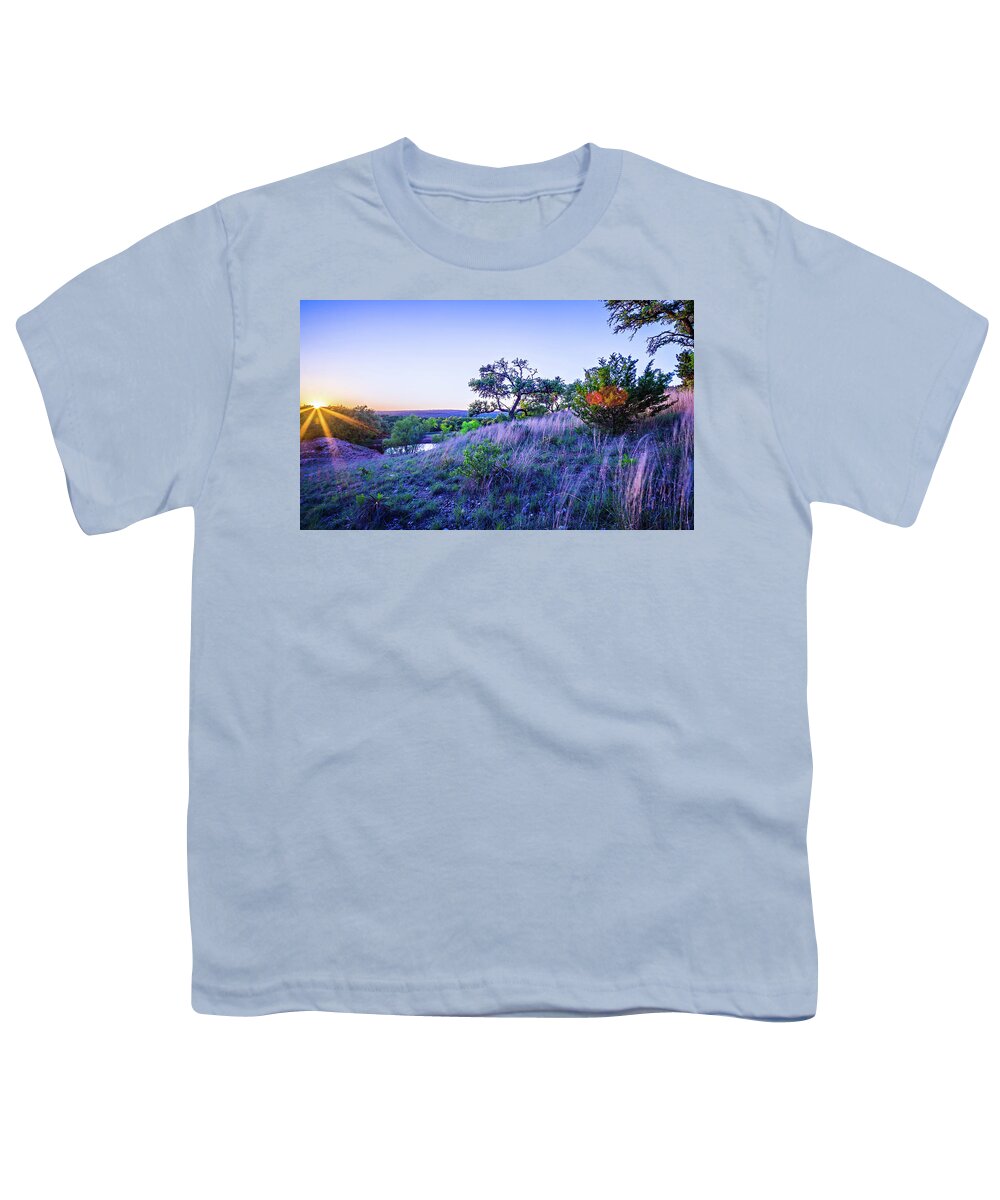 Park Youth T-Shirt featuring the photograph Landscapes Around Willow City Loop Texas At Sunset #1 by Alex Grichenko