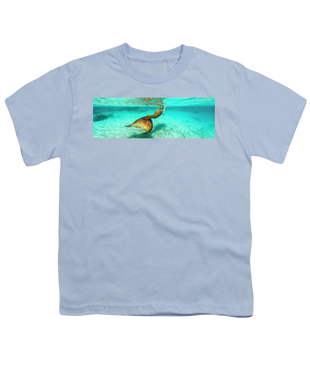 Mermaid Youth T-Shirt featuring the photograph Mermaid BluesPanorama by Leonardo Dale