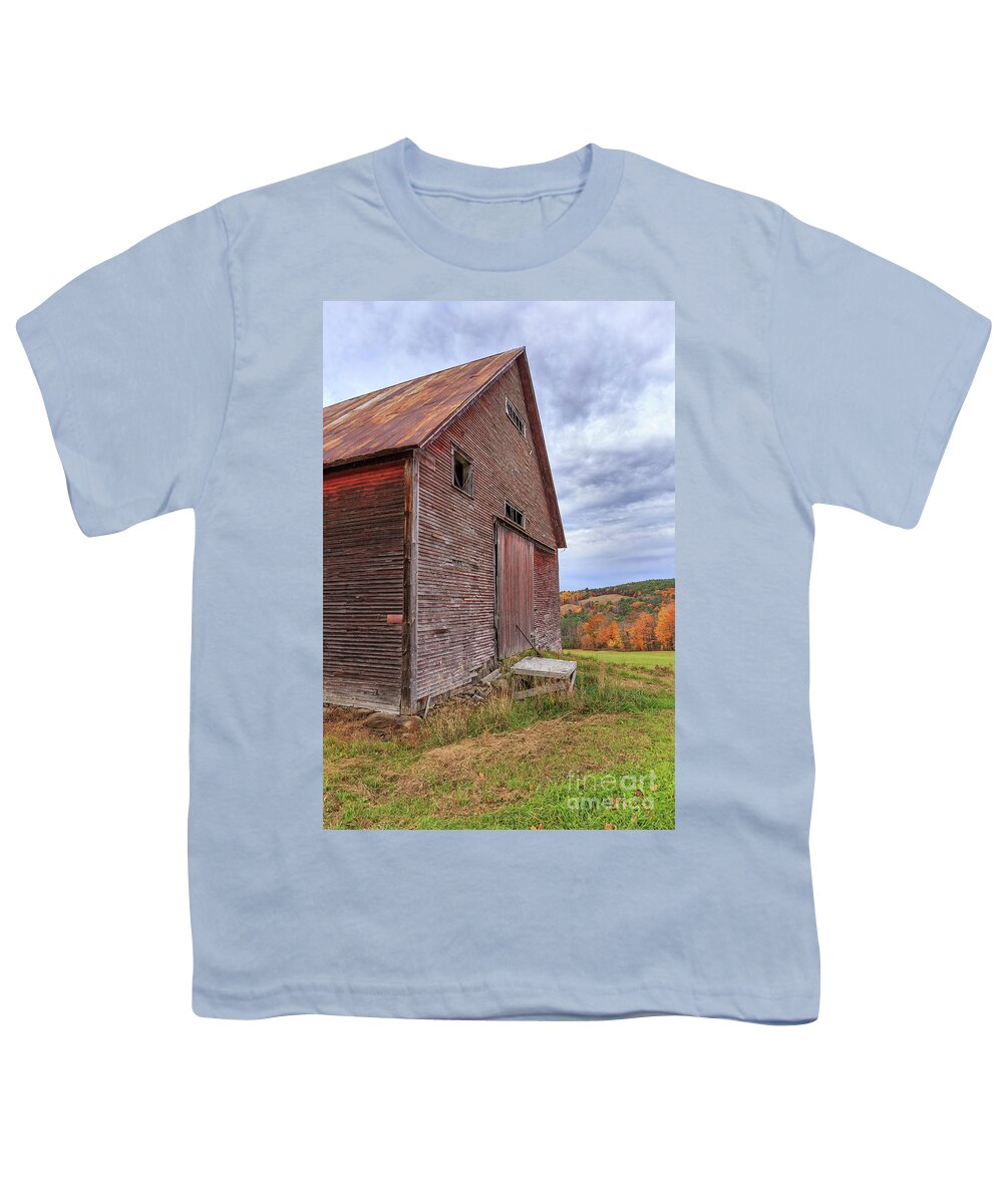 Barn Youth T-Shirt featuring the photograph Old Barn Jericho Hill Vermont in Autumn #1 by Edward Fielding