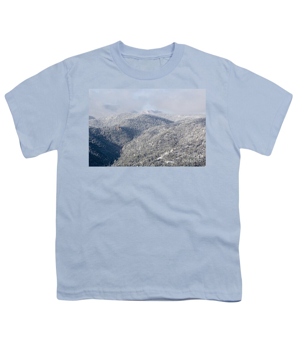 Pike's Peak Youth T-Shirt featuring the photograph Pikes Peak in Snow #2 by Steven Krull