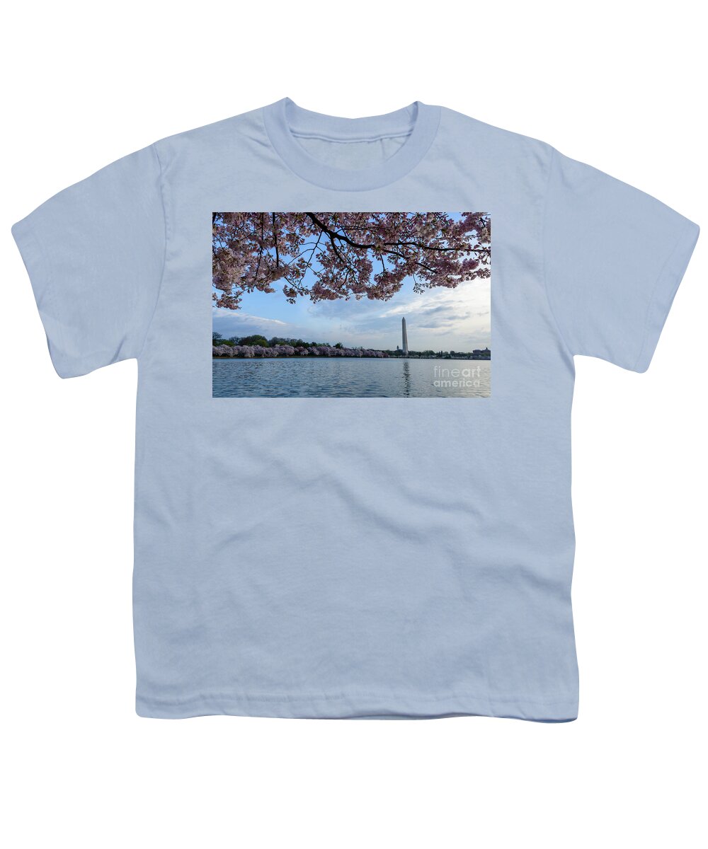 Washington Monument Youth T-Shirt featuring the photograph Washington Monument Cherry Blossoms #2 by Thomas R Fletcher