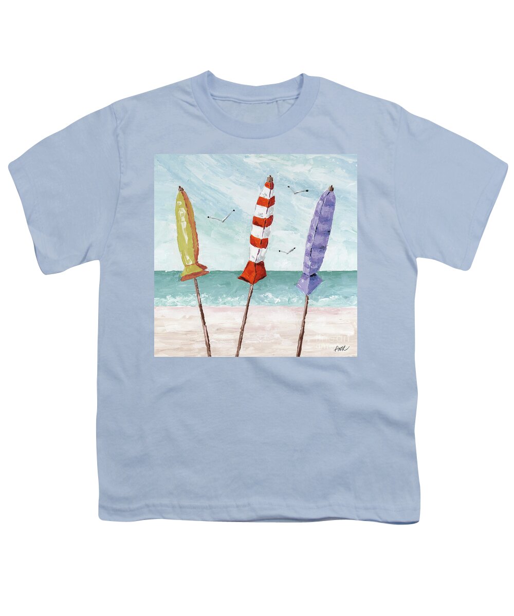 Coastal Youth T-Shirt featuring the painting 3 Friends by Annie Troe