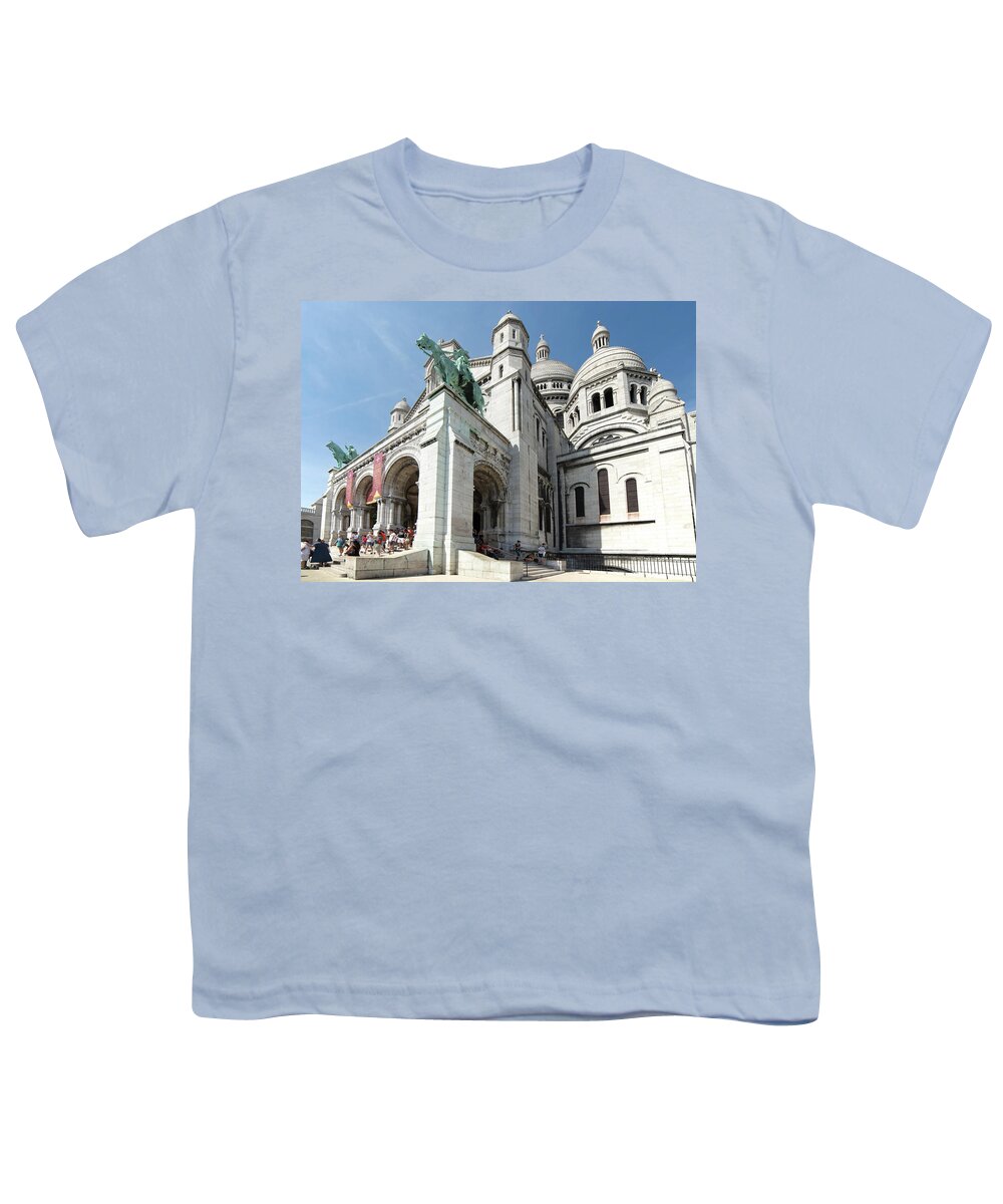 Cathedral Youth T-Shirt featuring the digital art Basilica du Sacre-Coeur de Montmartre #4 by Carol Ailles