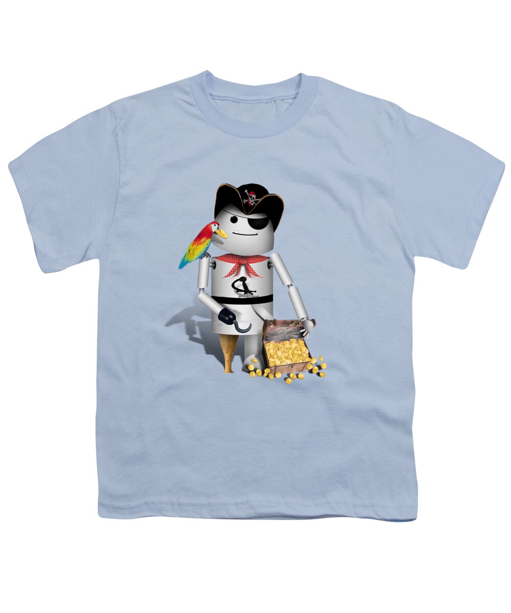 Gravityx9 Youth T-Shirt featuring the mixed media Robo-x9 The Pirate #1 by Gravityx9 Designs