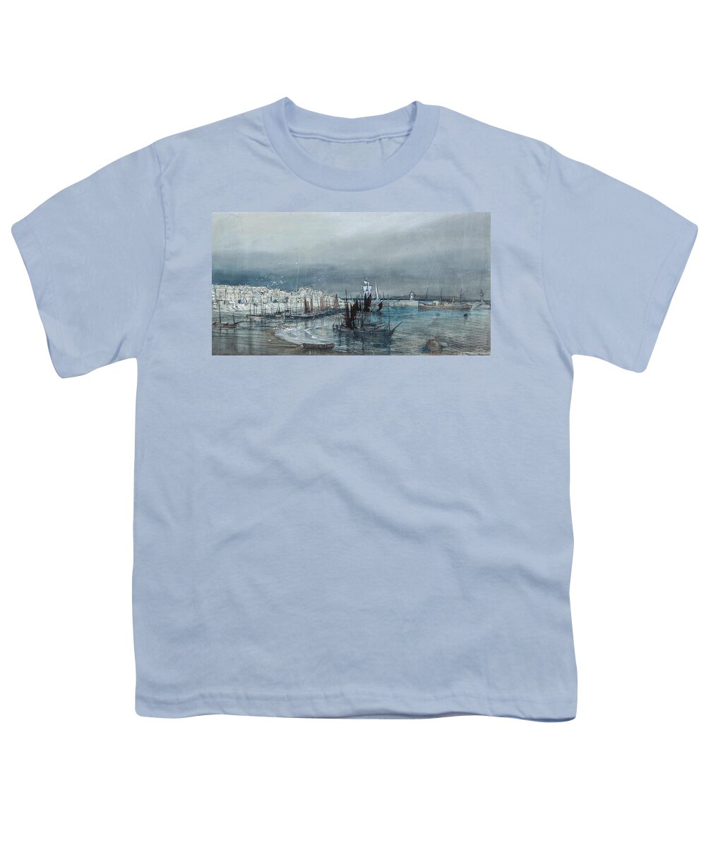 Donald Maxwell (1877-1936) - Coastal View Of A Harbour Youth T-Shirt featuring the painting Coastal view of a harbour #6 by Donald Maxwell