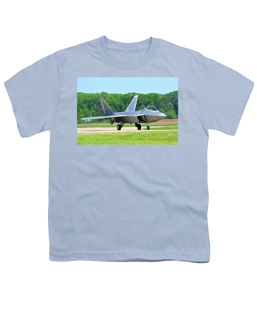 F-22 Youth T-Shirt featuring the photograph A Raptor Taxiing Back to the Ramp by Don Mercer