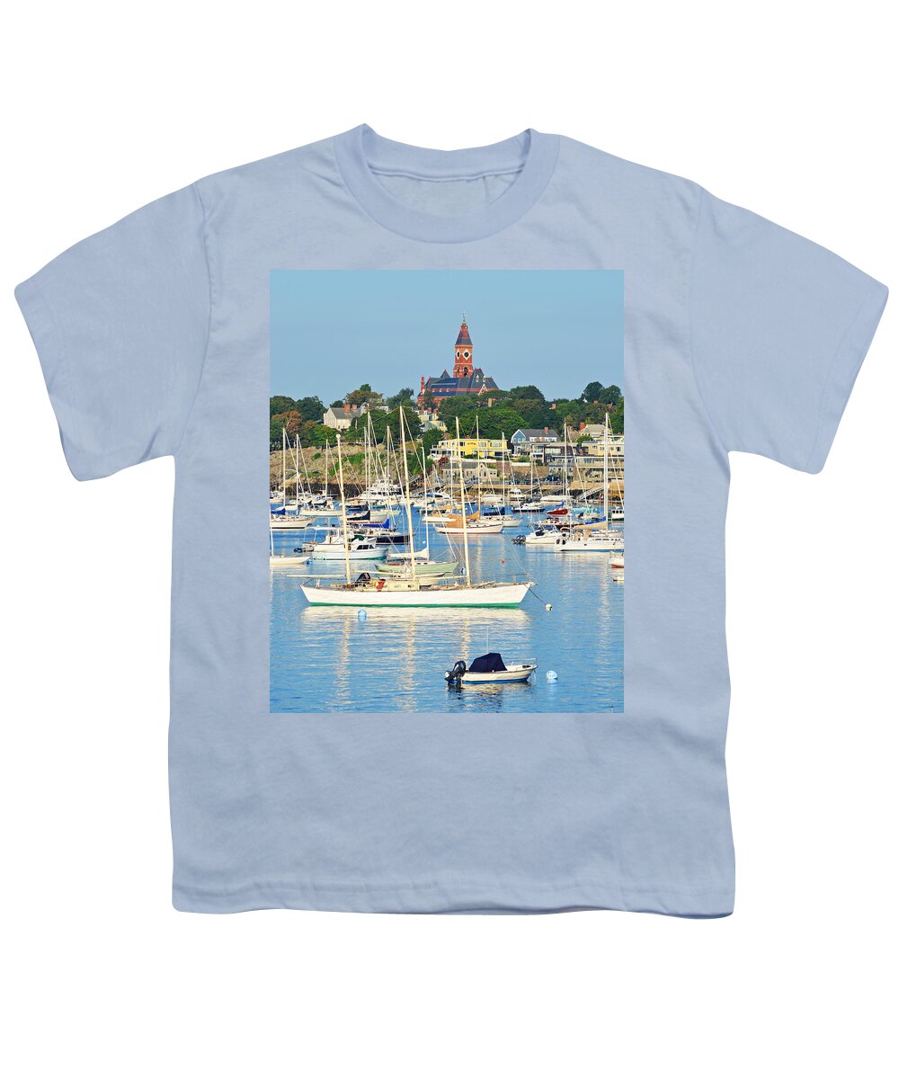 Marblehead Youth T-Shirt featuring the photograph Abbot Hall over Marblehead Harbor From Chandler Hovey Park by Toby McGuire