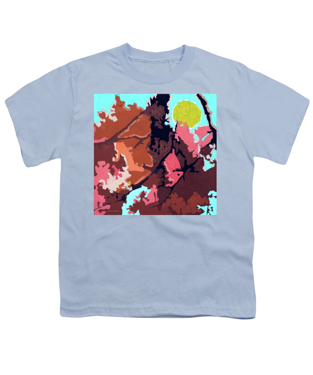 Abstraction Youth T-Shirt featuring the painting Abstract Autumn Trees #8 by John Lautermilch