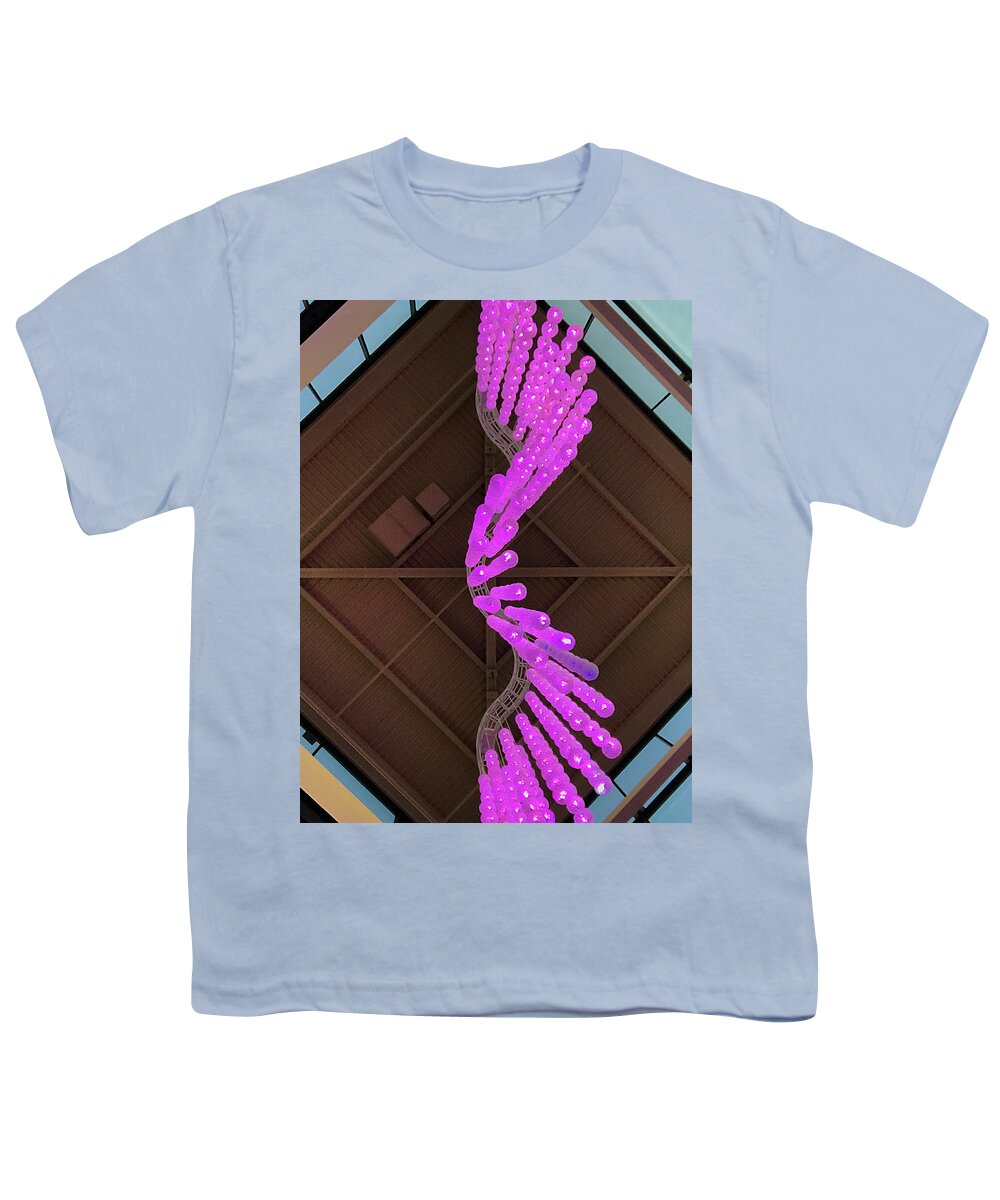 Abstract Youth T-Shirt featuring the photograph Pink Wave - Ceiling Lights Abstract by Patti Deters