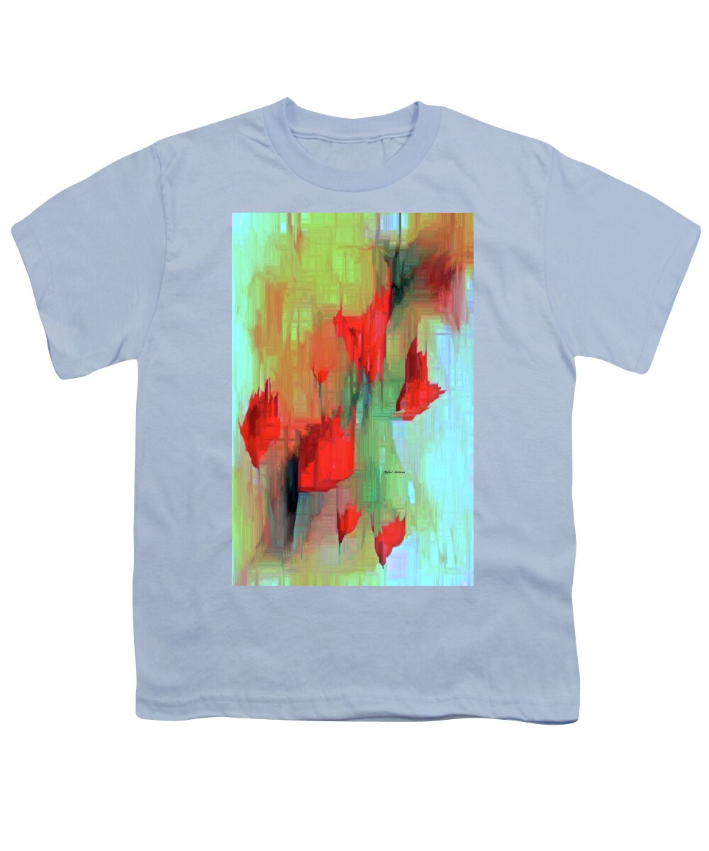 Rafael Salazar Youth T-Shirt featuring the painting Abstract Red Flowers by Rafael Salazar