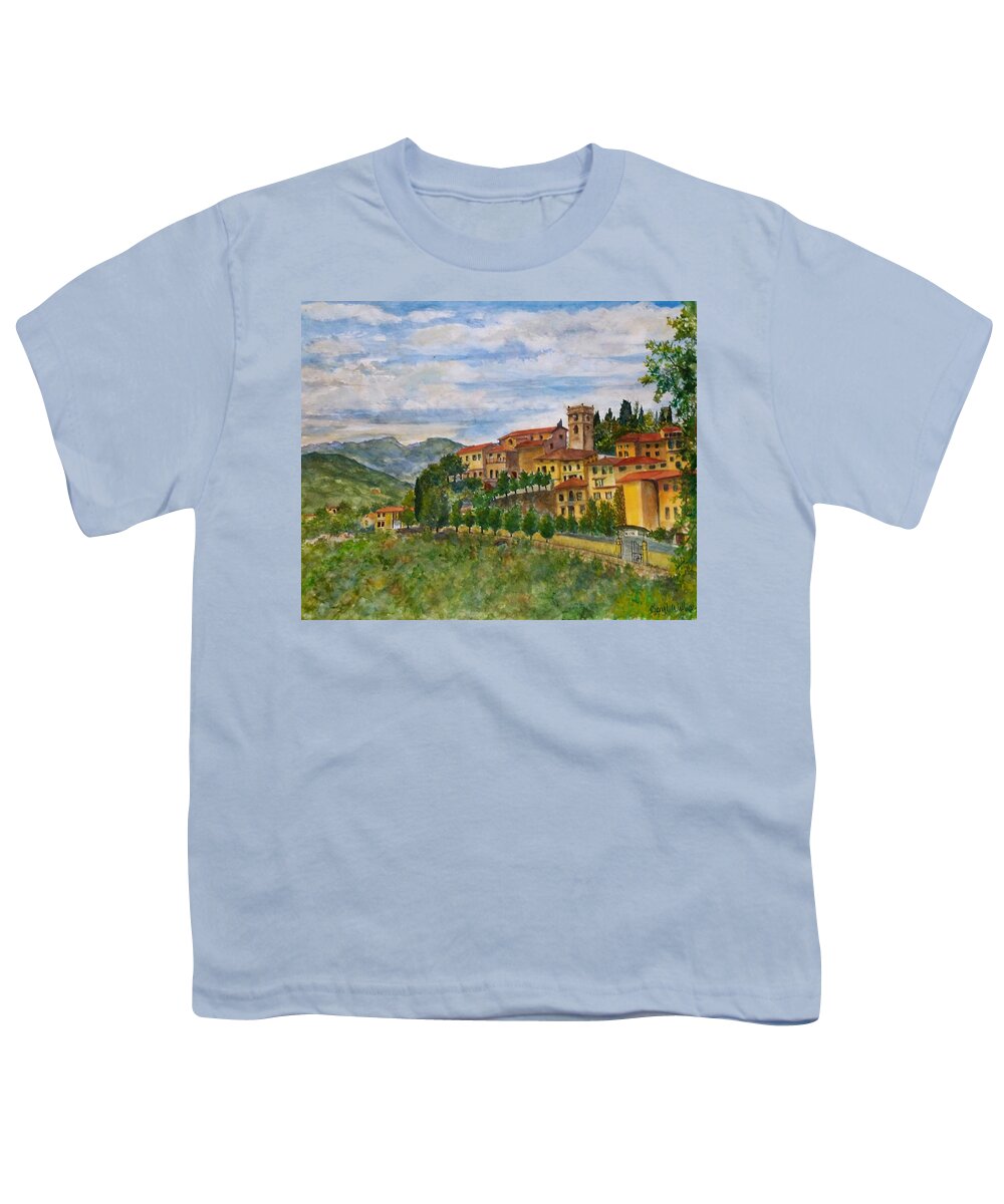 Europe Youth T-Shirt featuring the painting Afternoon in Tuscany by Cheryl Wallace