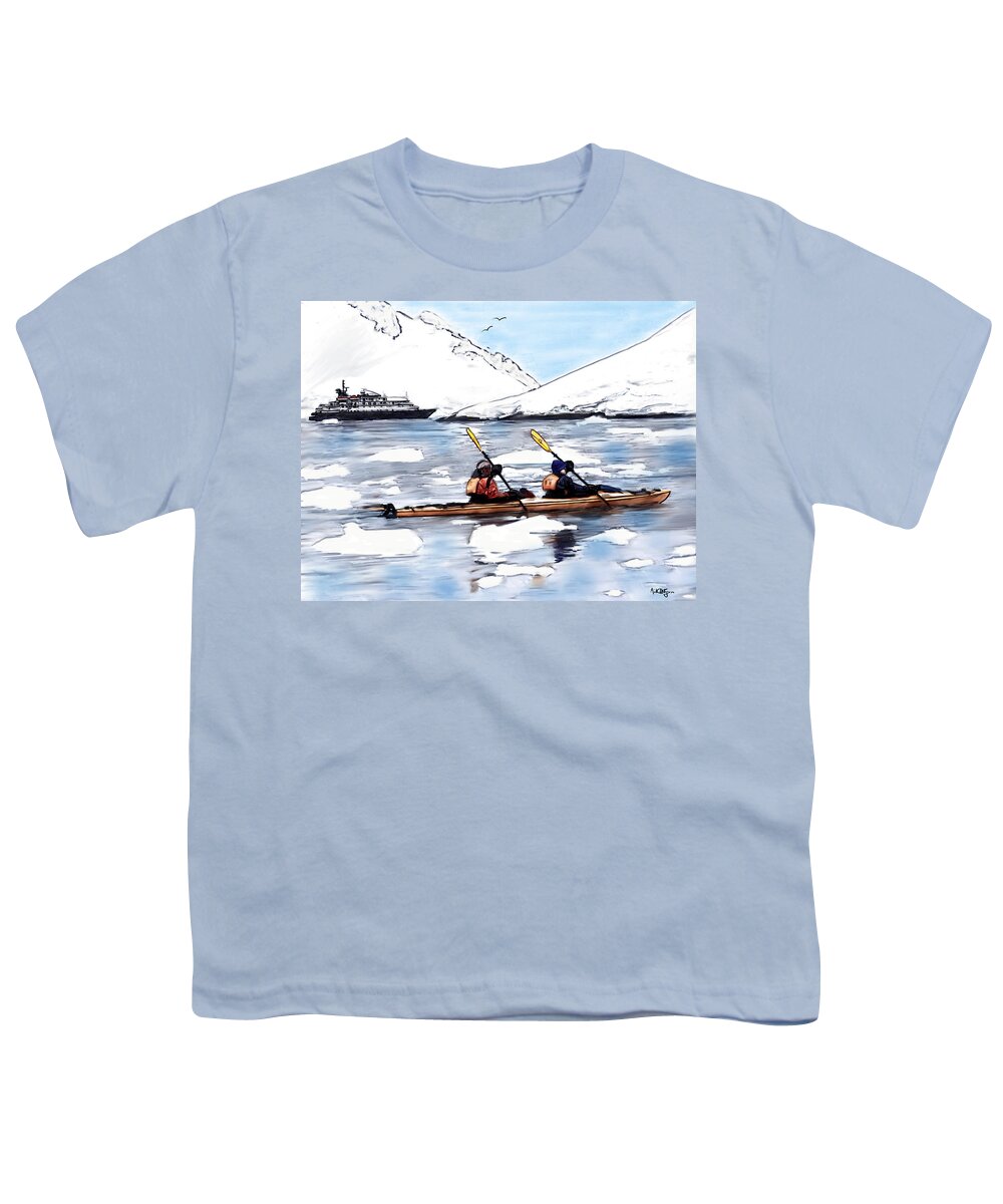 Paradise Harbor Youth T-Shirt featuring the painting Antarctic Silence in Paradise Harbor by Michael Hodgson
