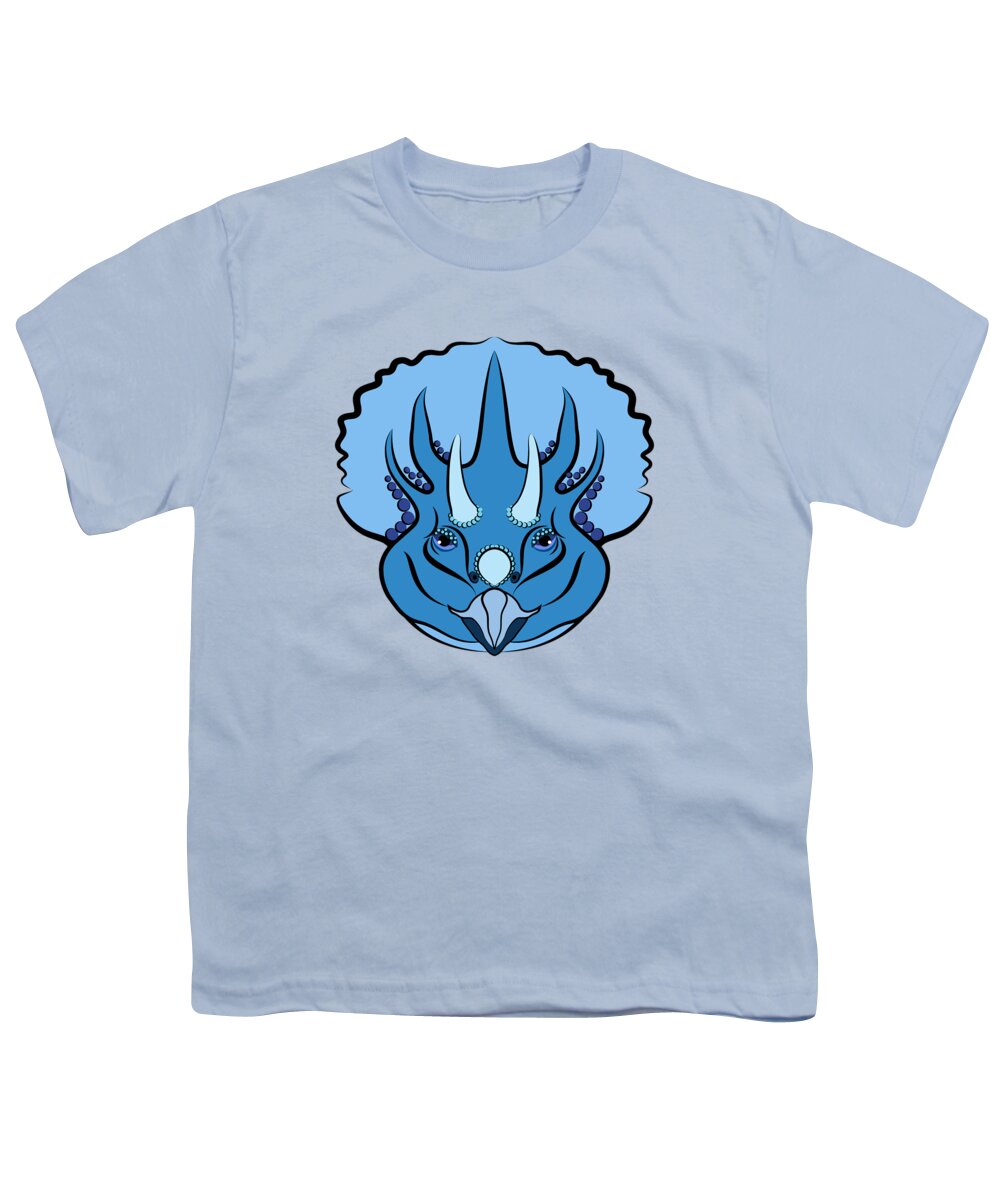 Graphic Animal Youth T-Shirt featuring the digital art Triceratops Graphic Blue by MM Anderson