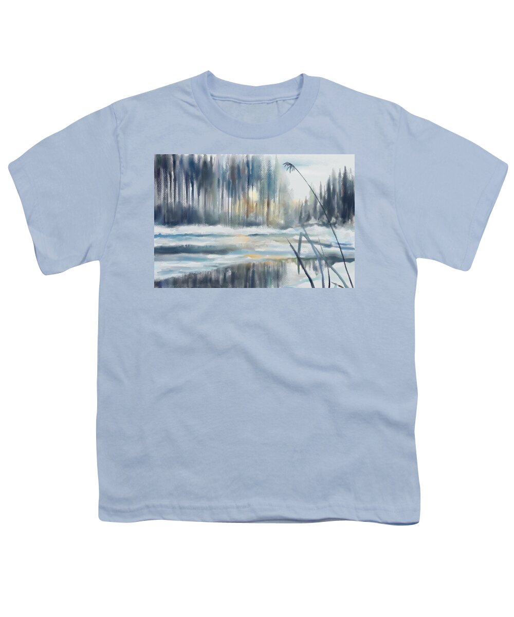 Painting Youth T-Shirt featuring the digital art Snow from yesterday by Ivana Westin