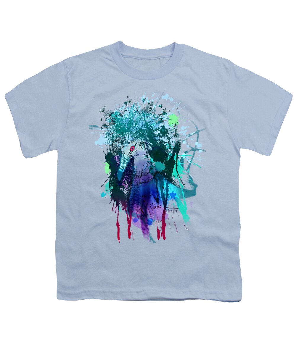 Digital Art Youth T-Shirt featuring the digital art Victoria crowned pigeon #1 by Clinton Caleb