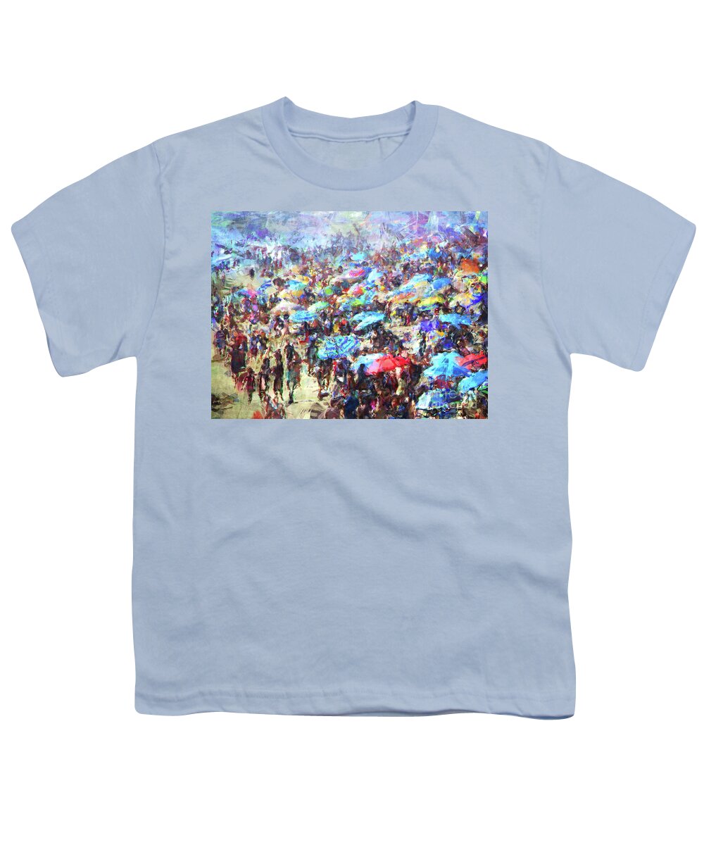 Digital Painting Youth T-Shirt featuring the digital art Beach Umbrellas by Phil Perkins
