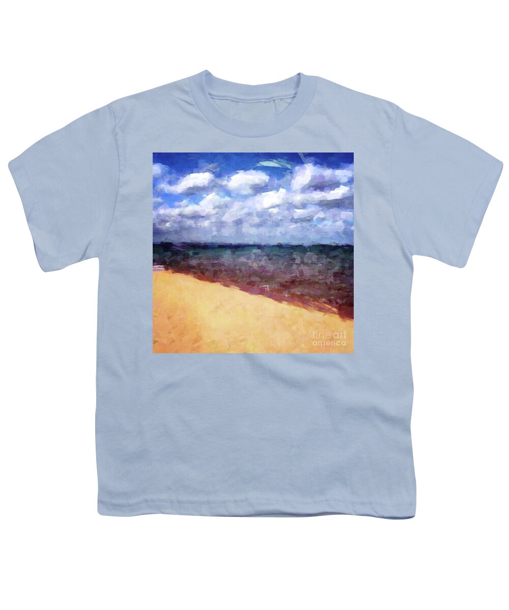 Lake Superior Youth T-Shirt featuring the digital art Beach Under Blue Skies by Phil Perkins