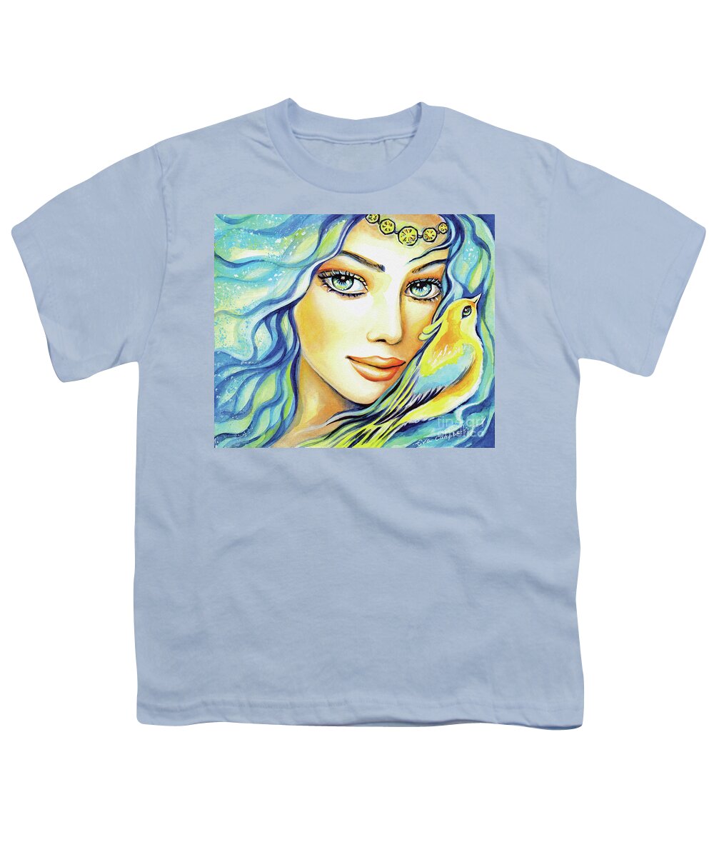 Bird Fairy Youth T-Shirt featuring the painting Bird of Secrets by Eva Campbell
