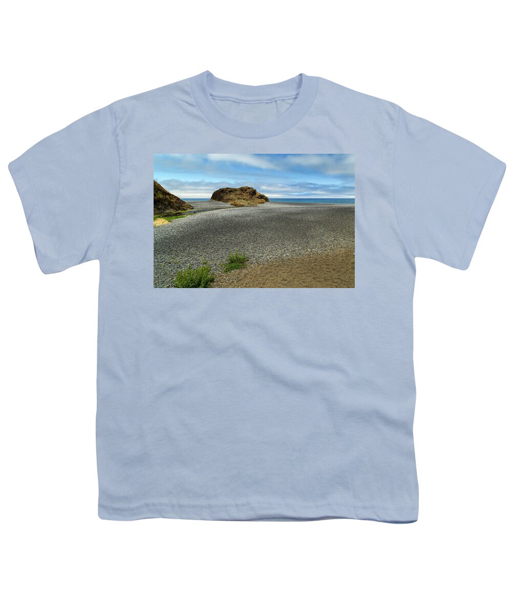 Black Sand Youth T-Shirt featuring the photograph Black Sand Beach On The Lost Coast by James Eddy