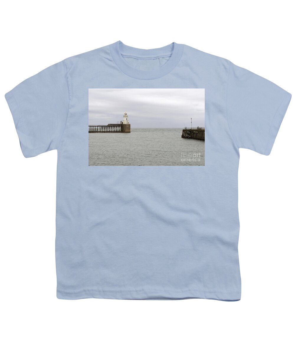 Lighthouse Youth T-Shirt featuring the photograph Blyth. Lighthouse and harbour. by Elena Perelman
