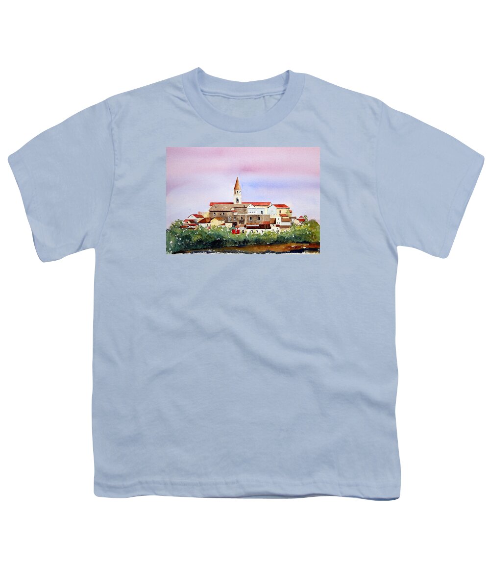 Italian Village Youth T-Shirt featuring the painting Castelnuovo della Daunia by William Renzulli