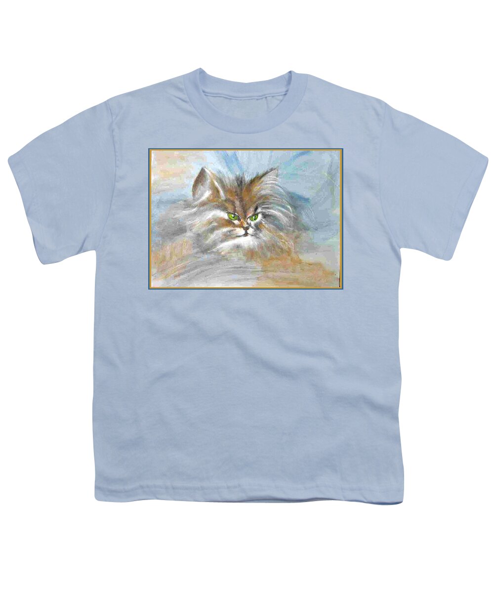Cat Youth T-Shirt featuring the painting cat by Dragica Micki Fortuna
