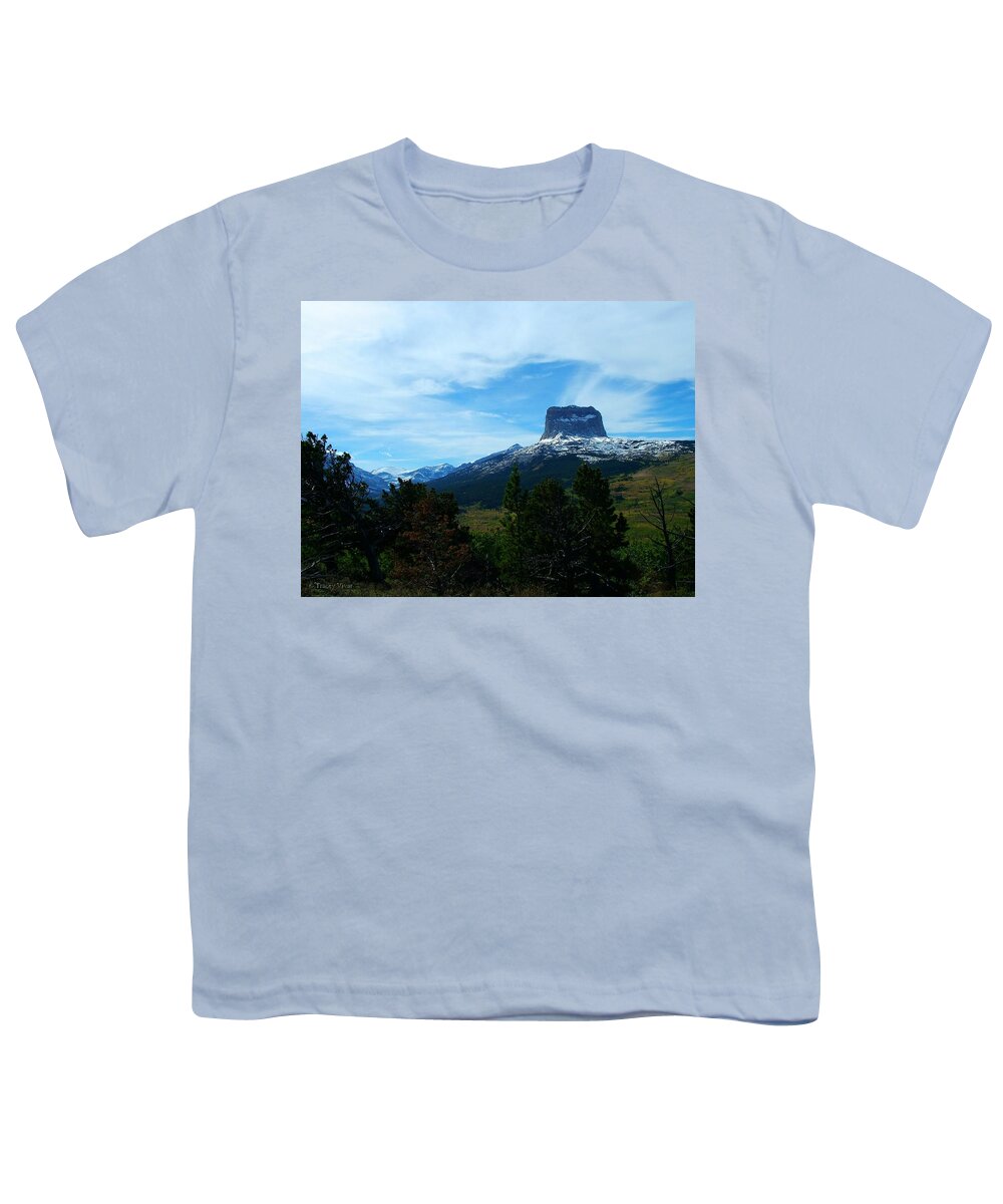 Chief Mountain Youth T-Shirt featuring the photograph Chief Mountain, Emerging by Tracey Vivar