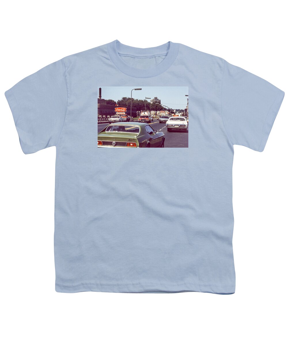 Actions Youth T-Shirt featuring the photograph Coca Cola plant on Central Ave by Mike Evangelist
