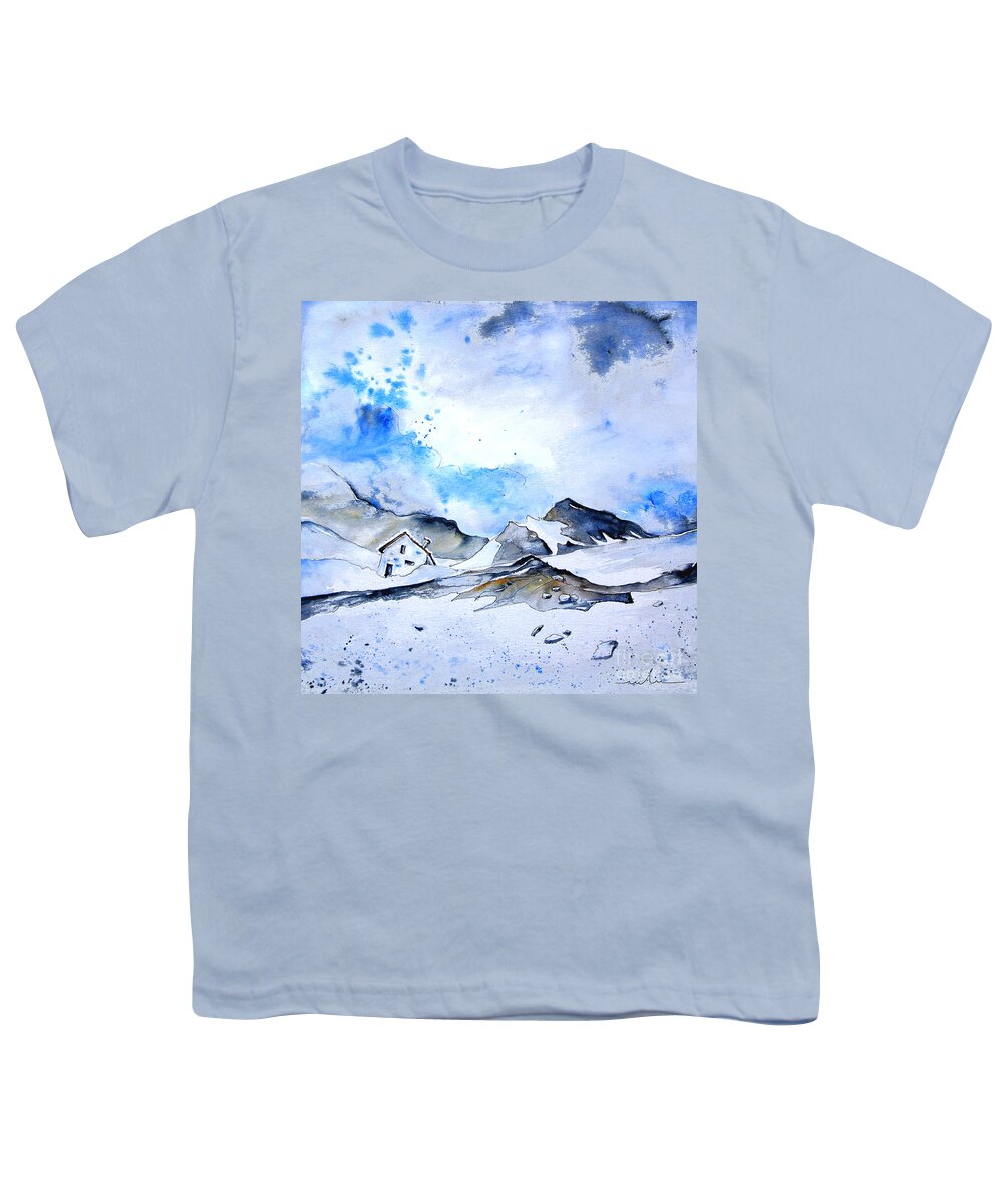 Montains Youth T-Shirt featuring the painting Col du Pourtalet in the Pyrenees 01 by Miki De Goodaboom